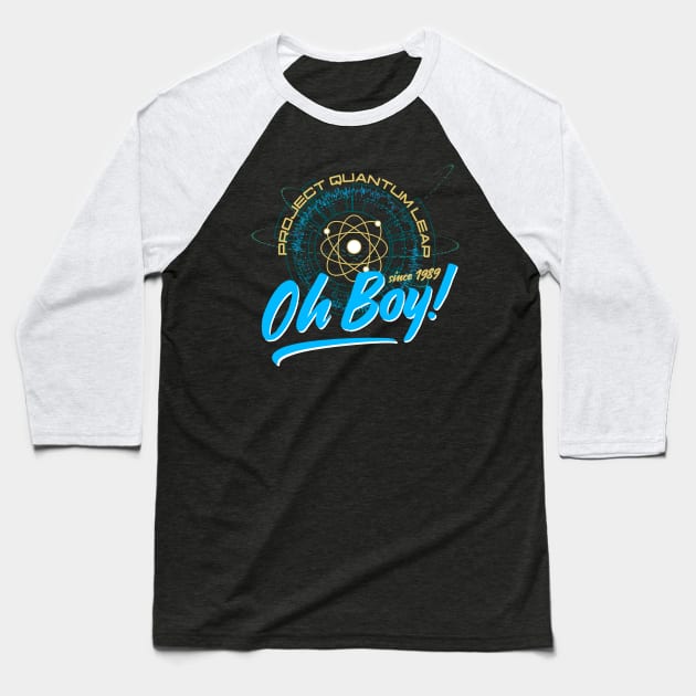 Oh Boy Time Travel Experiments Baseball T-Shirt by Meta Cortex